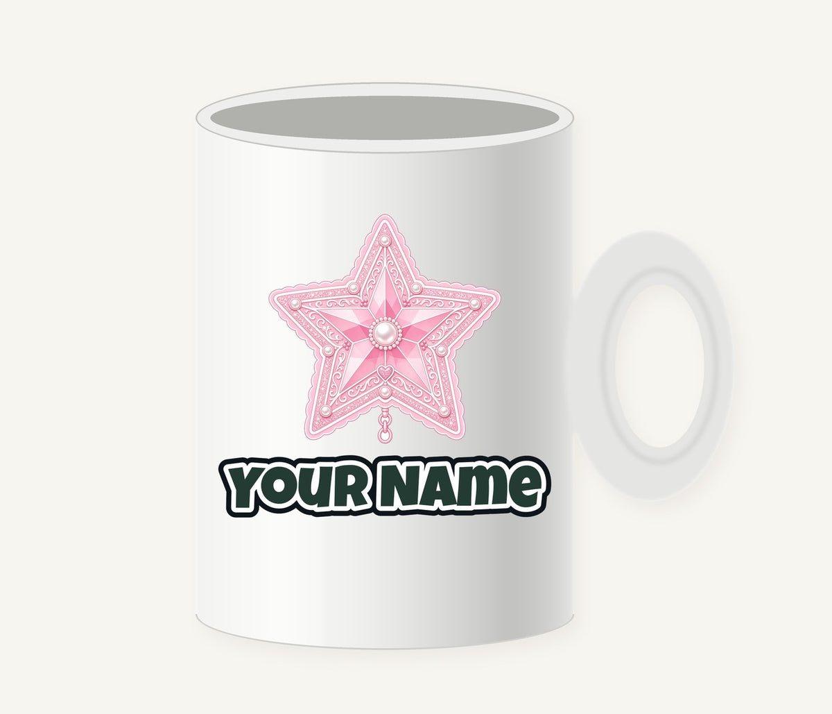 Pink Pearl Star Personalised Christmas Mug