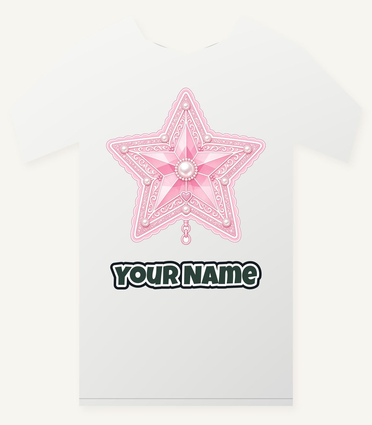 Pink Pearl Star Personalised Christmas T-Shirt and Hoodie