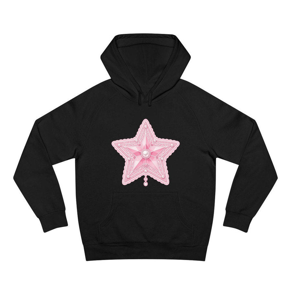 Pink Pearl Star personalised Christmas hoodie in black