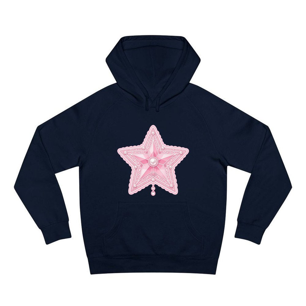 Pink Pearl Star personalised Christmas hoodie in navy