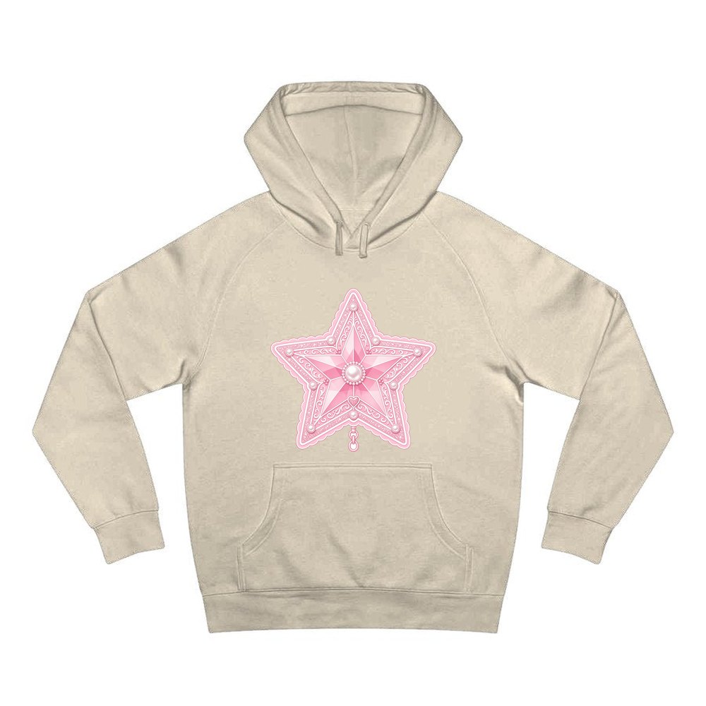 Pink Pearl Star personalised Christmas hoodie in sand