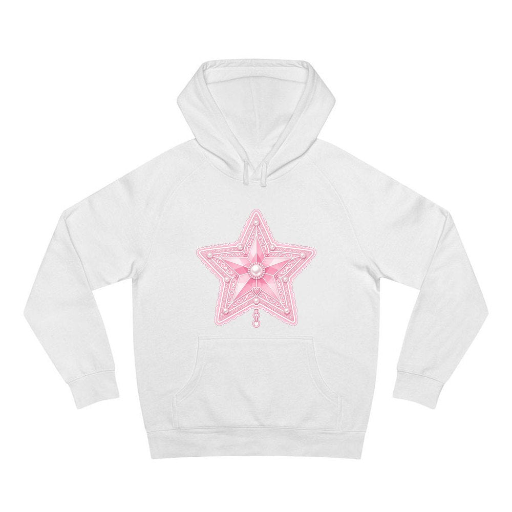 Pink Pearl Star personalised Christmas hoodie in white