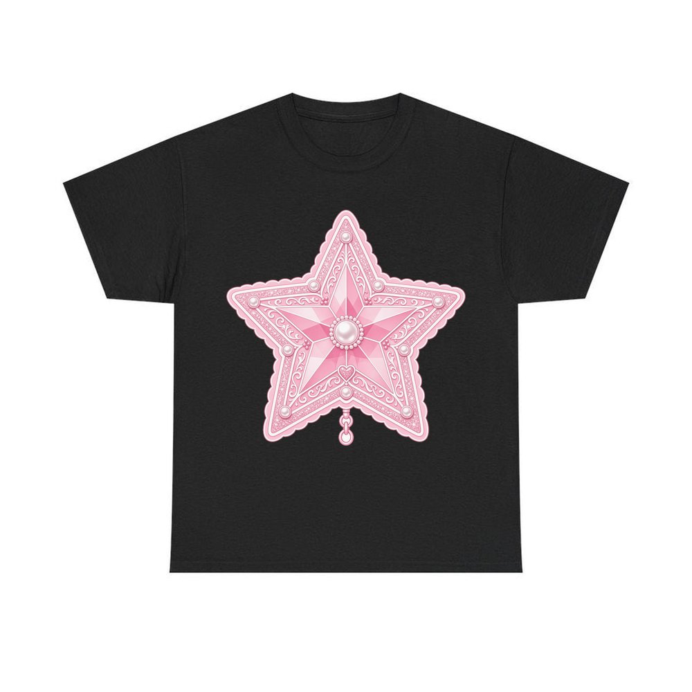 Pink Pearl Star personalised Christmas T-shirt in black