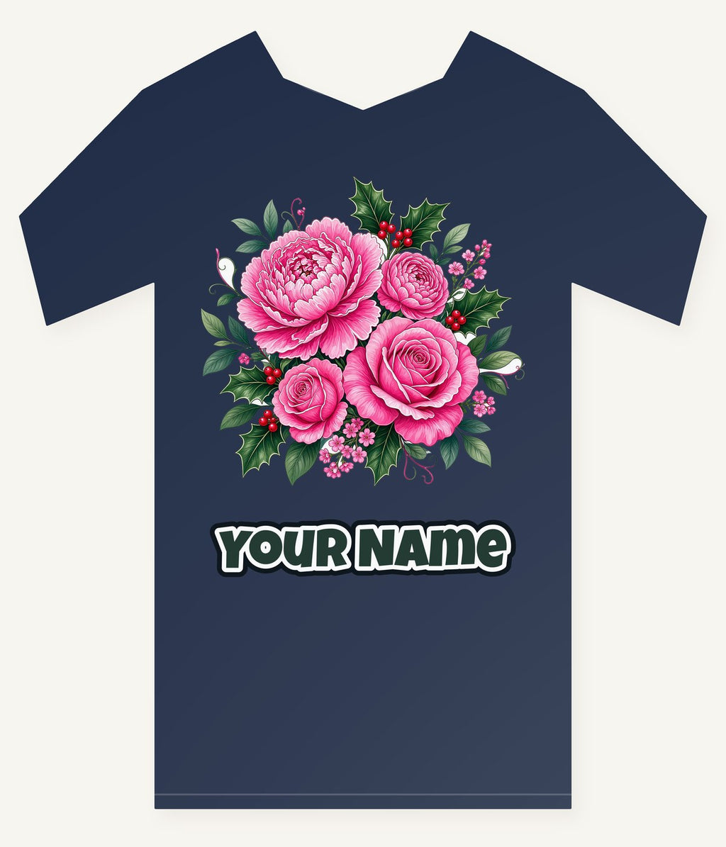 Pink Peonies And Roses Personalised Kids Tee and Baby Bodysuit
