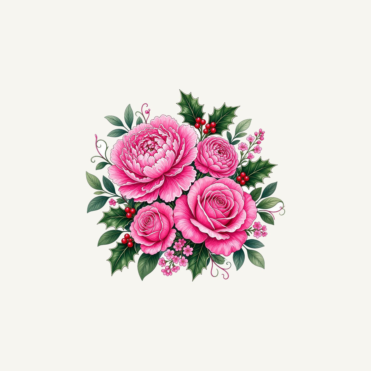 Pink Peonies And Roses Personalised Christmas Mug