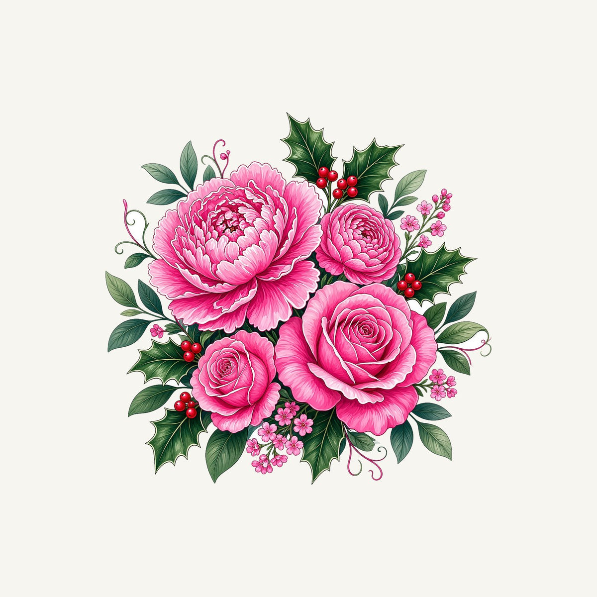 Pink Peonies And Roses Personalised Christmas T-Shirt and Hoodie