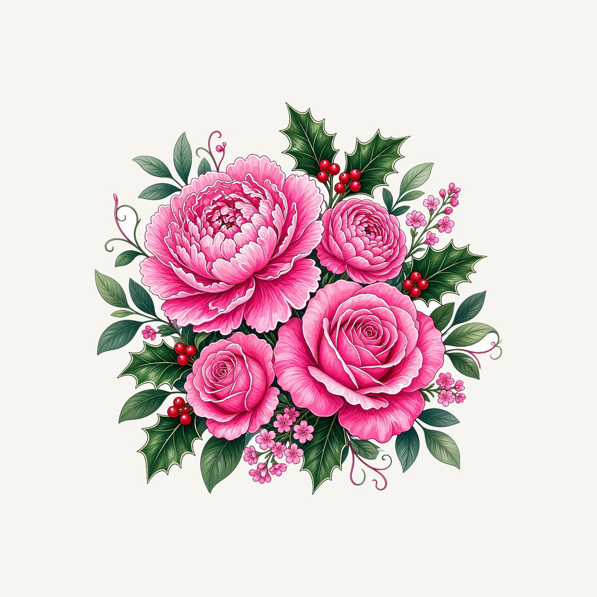 Pink Peonies And Roses Personalised Santa Sack