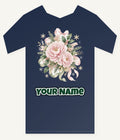 Pink Peony Christmas Bouquet Personalised Kids and Baby Christmas Tee