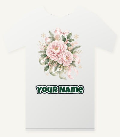 Pink Peony Christmas Bouquet Personalised Christmas T-Shirt and Hoodie