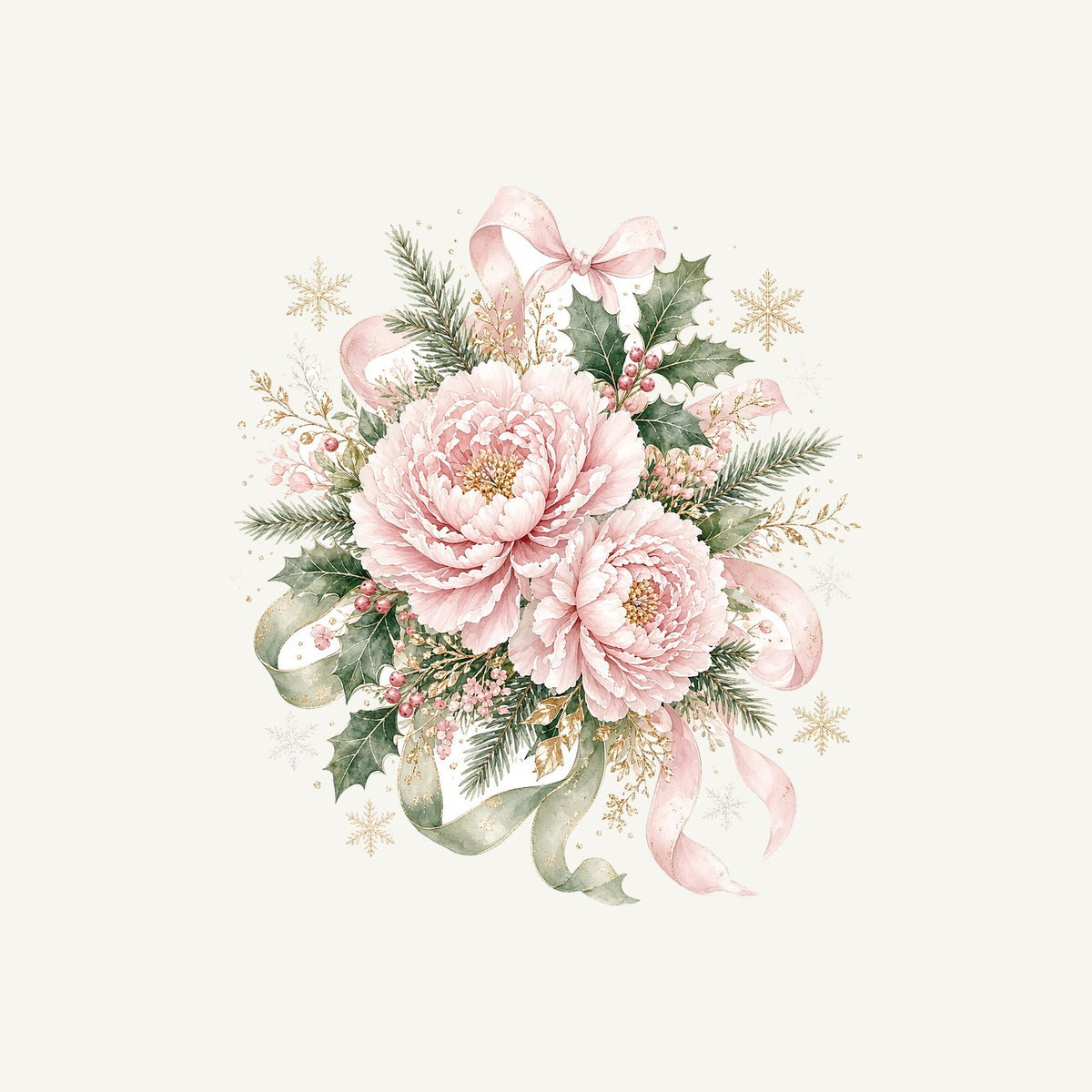 Pink Peony Christmas Bouquet Personalised Christmas T-Shirt and Hoodie