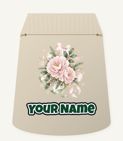 Pink Peony Christmas Bouquet Personalised Santa Sack