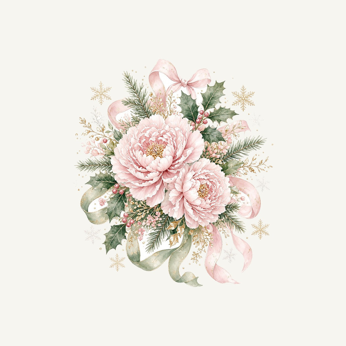 Pink Peony Christmas Bouquet Personalised Santa Sack