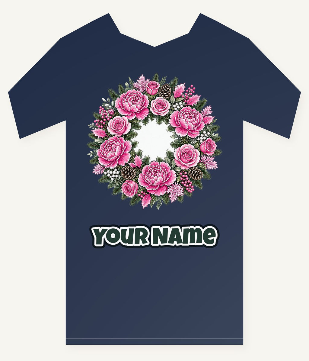 Pink Peony Wreath Personalised Kids Tee and Baby Bodysuit
