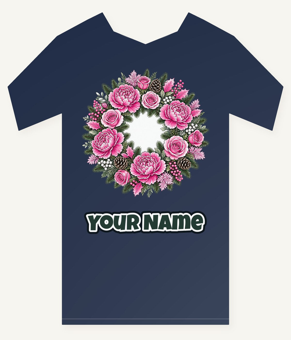 Pink Peony Wreath Personalised Kids Tee and Baby Bodysuit