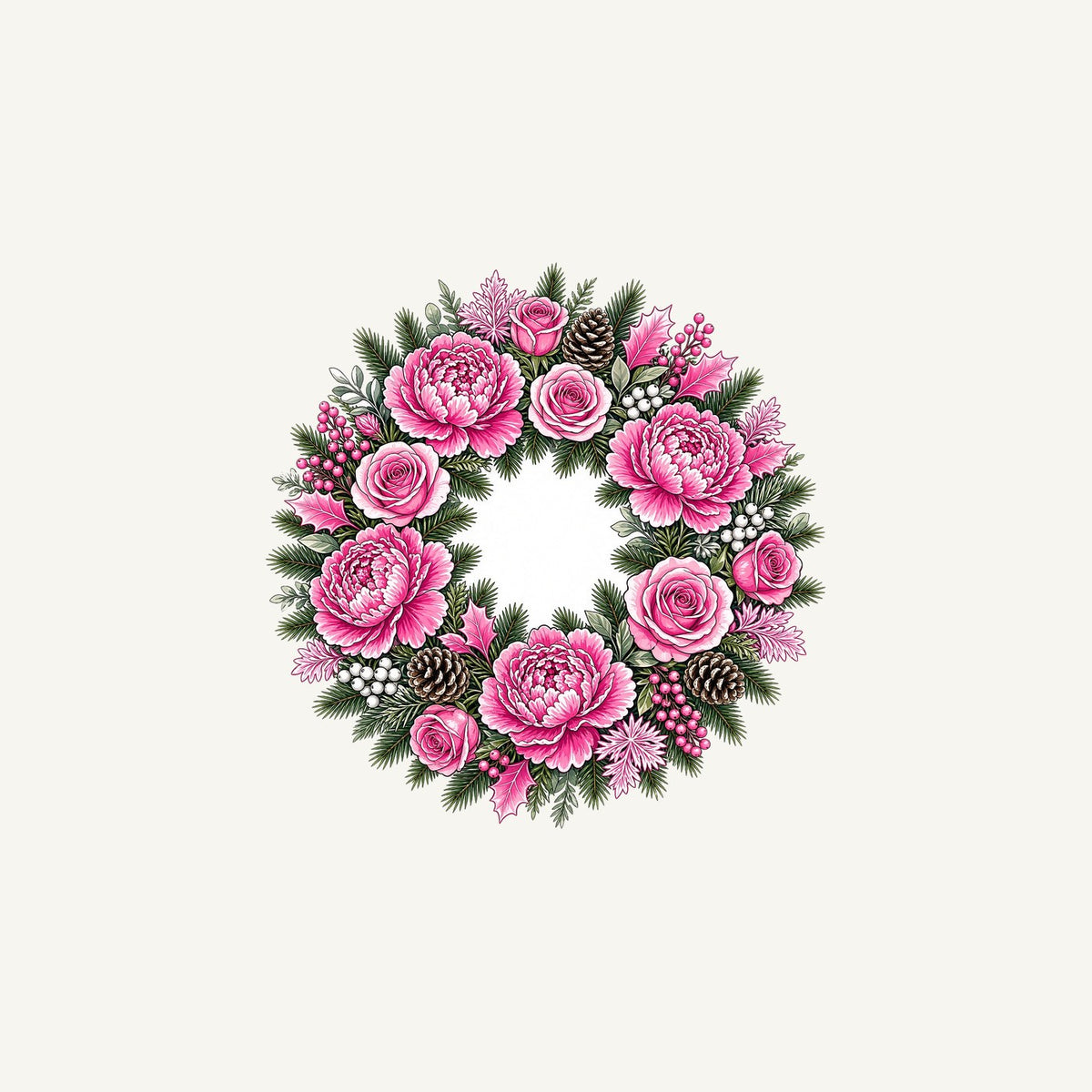 Pink Peony Wreath Personalised Christmas Mug