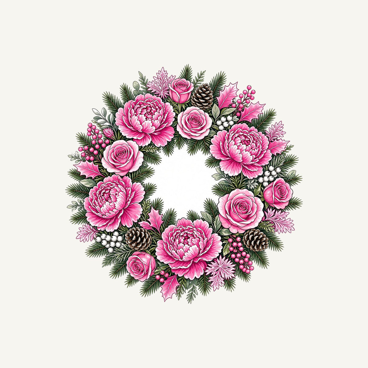 Pink Peony Wreath Personalised Christmas T-Shirt and Hoodie