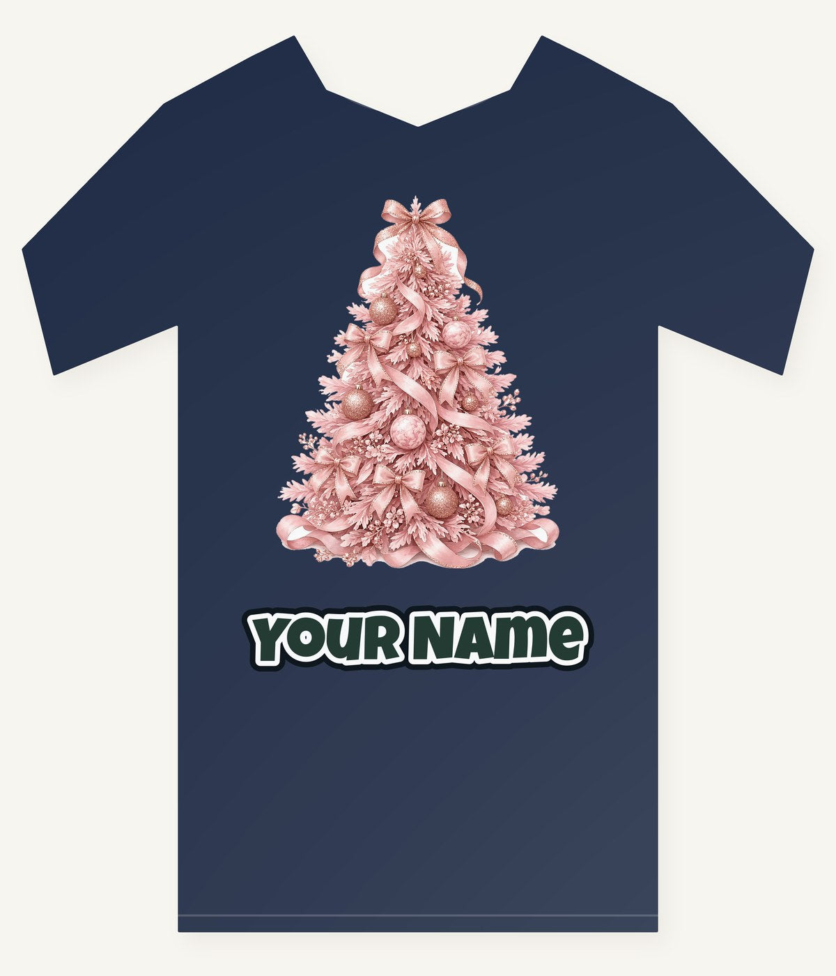 Pink Ribbon Christmas Tree Personalised Kids Tee and Baby Bodysuit