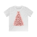 Pink Ribbon Christmas Tree Kids Christmas Tee design on a white kids tee
