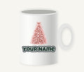 Pink Ribbon Christmas Tree Personalised Christmas Mug