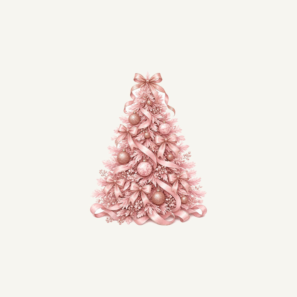 Pink Ribbon Christmas Tree Personalised Christmas Mug