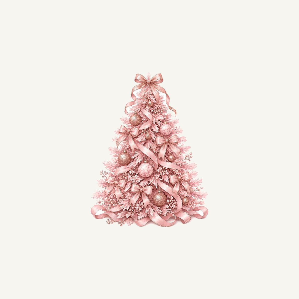 Pink Ribbon Christmas Tree Personalised Christmas Mug