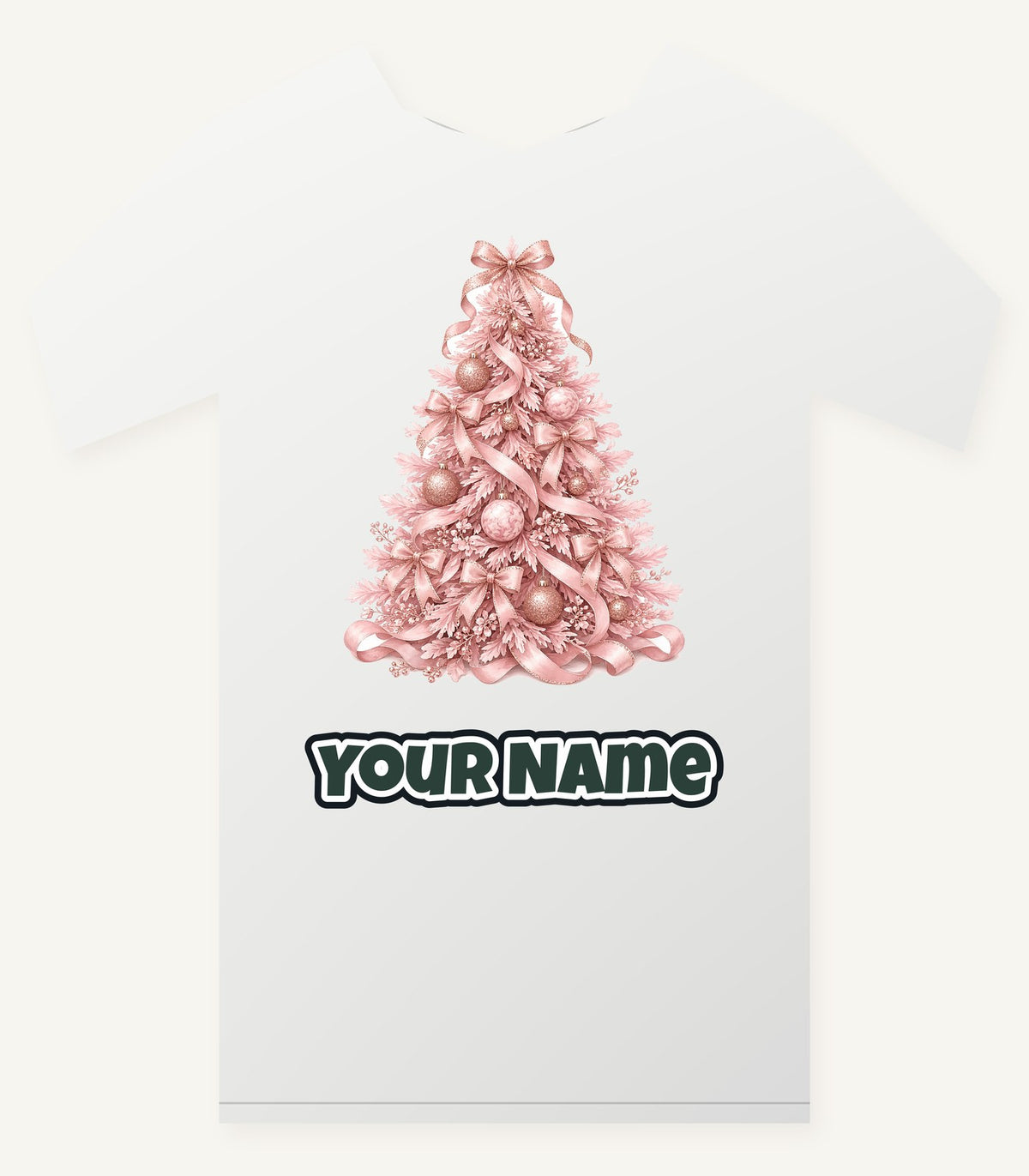 Pink Ribbon Christmas Tree Personalised Christmas T-Shirt and Hoodie
