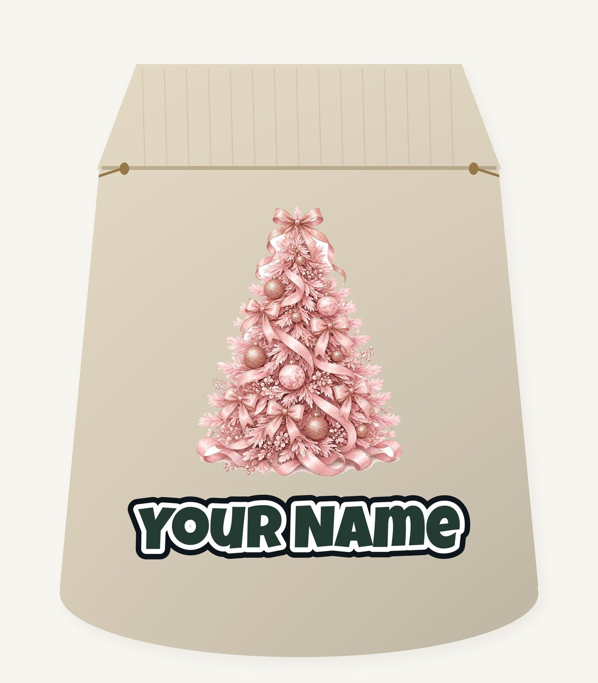 Pink Ribbon Christmas Tree Personalised Santa Sack