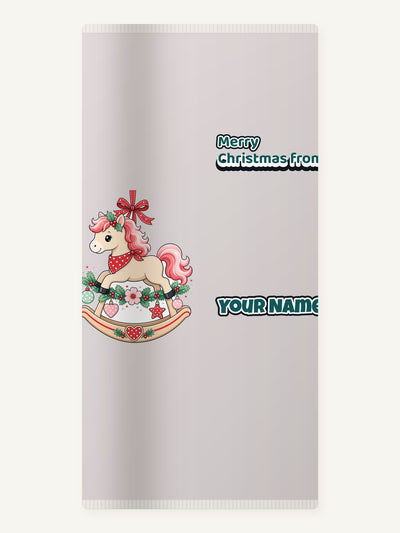 Pink Rocking Horse Ornament Personalised Beach Towel