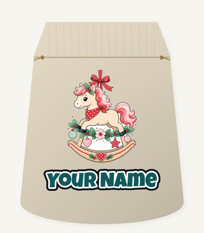 Pink Rocking Horse Ornament Personalised Santa Sack