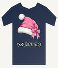 Pink Santa Hat Personalised Kids Tee and Baby Bodysuit
