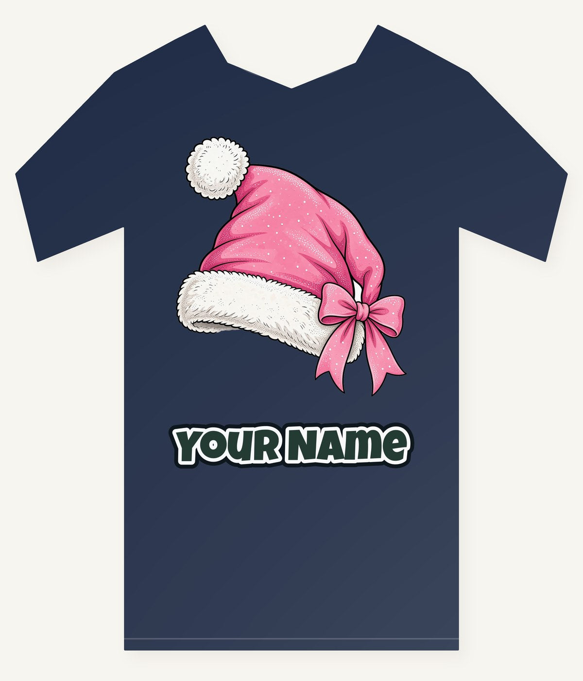 Pink Santa Hat Personalised Kids Tee and Baby Bodysuit