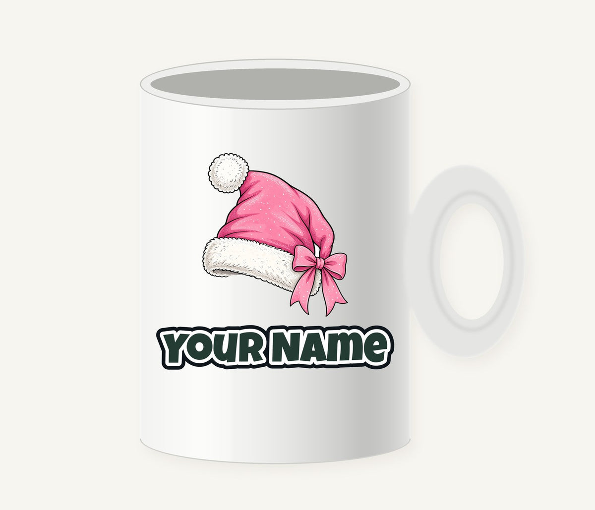 Pink Santa Hat Personalised Christmas Mug