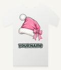 Pink Santa Hat Personalised Christmas T-Shirt and Hoodie