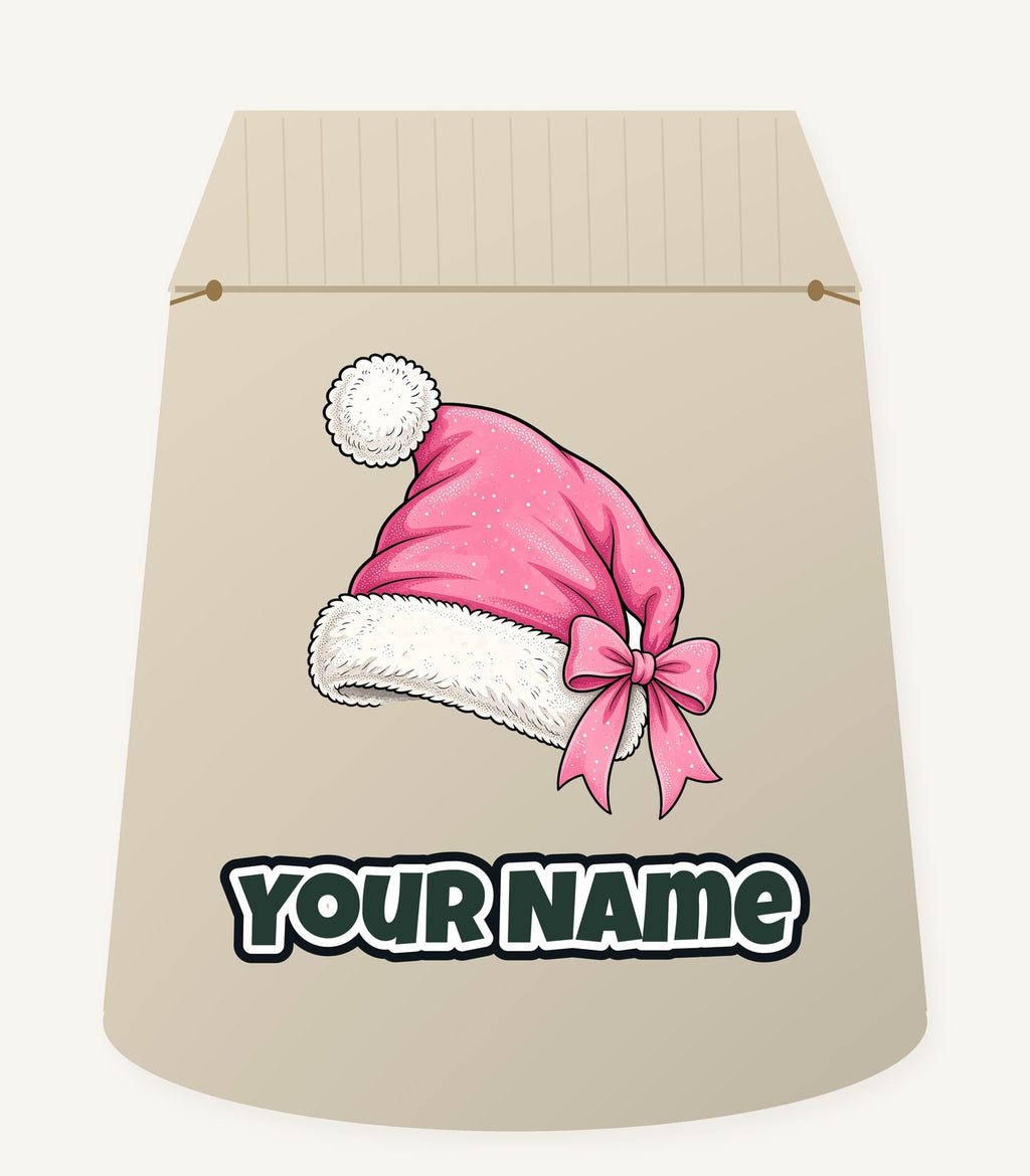 Pink Santa Hat Personalised Santa Sack