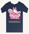 Pink Sleigh With White Fur Personalised Kids Tee and Baby Bodysuit