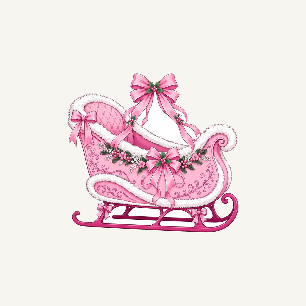 Pink Sleigh With White Fur Personalised Christmas Mug