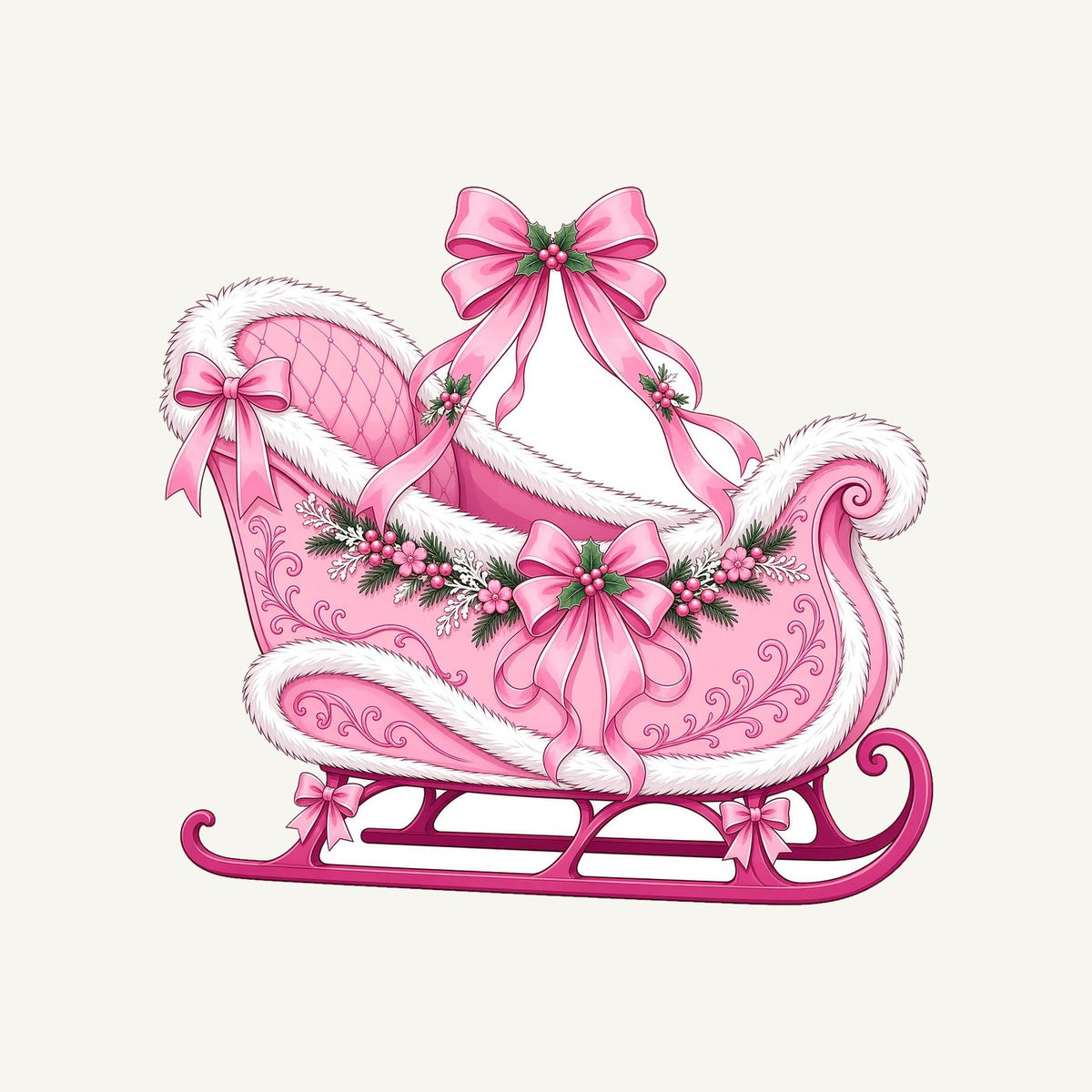 Pink Sleigh With White Fur Personalised Santa Sack