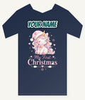 Pink Unicorn First Christmas Personalised Kids and Baby Christmas Tee
