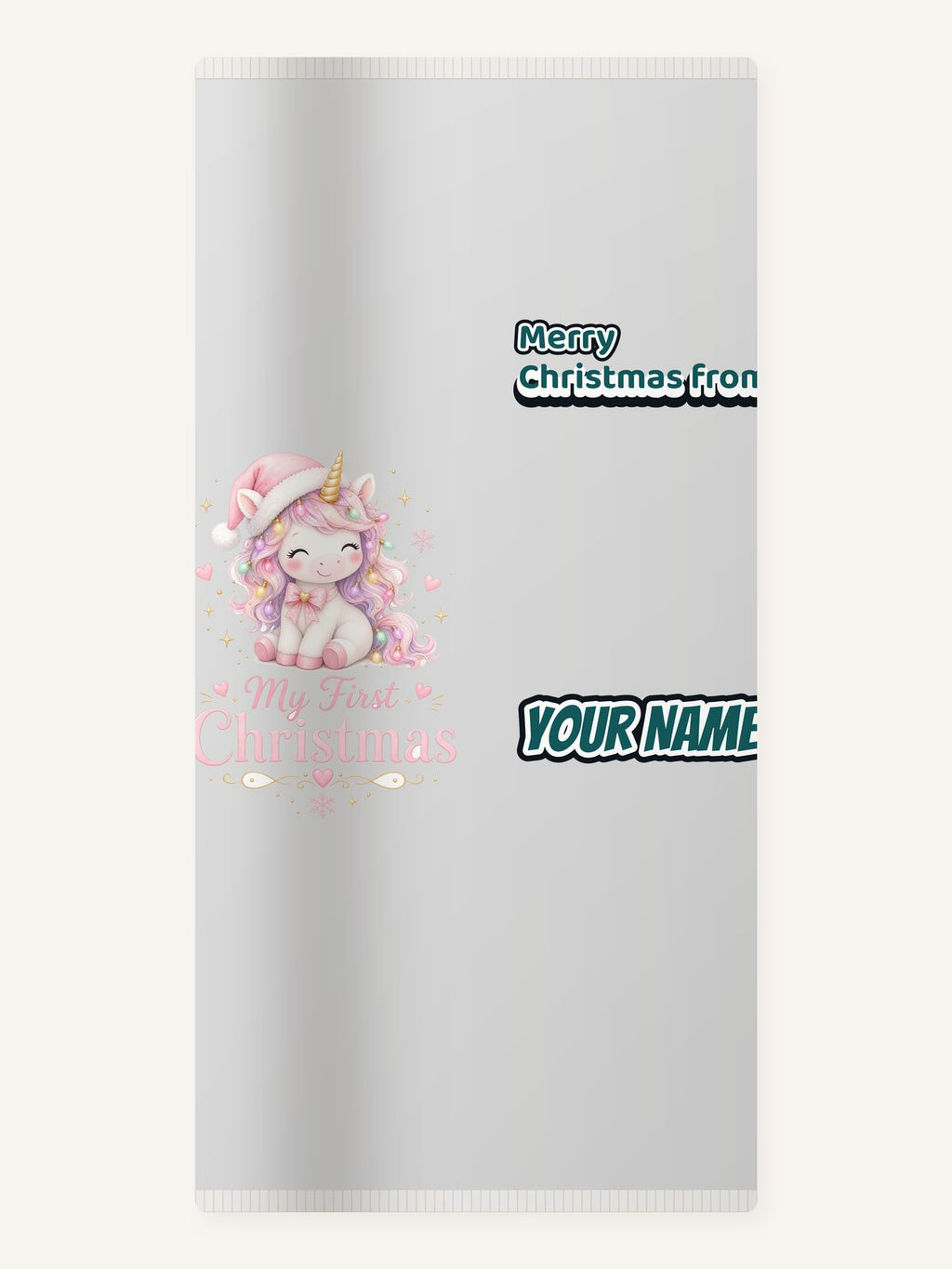 Pink Unicorn First Christmas Personalised Beach Towel
