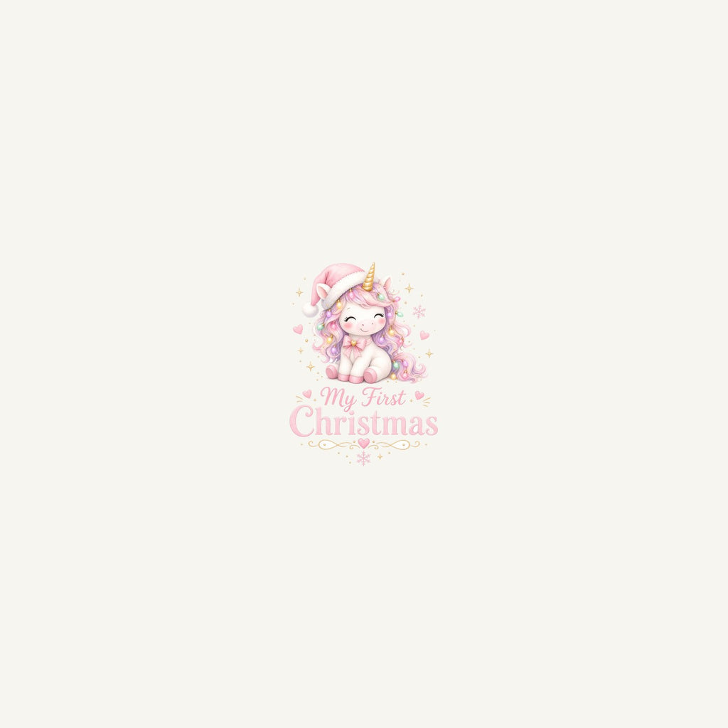 Pink Unicorn First Christmas Personalised Beach Towel