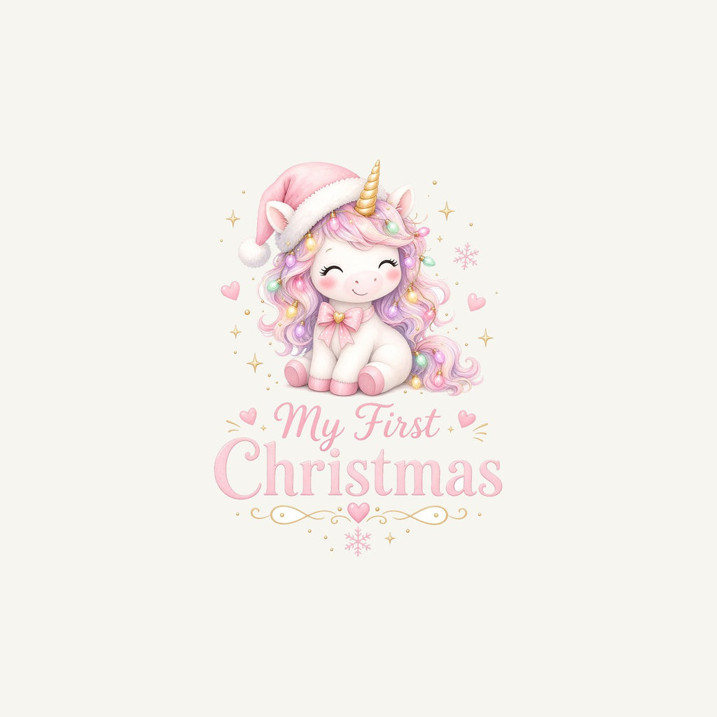 Pink Unicorn First Christmas Personalised Christmas Mug