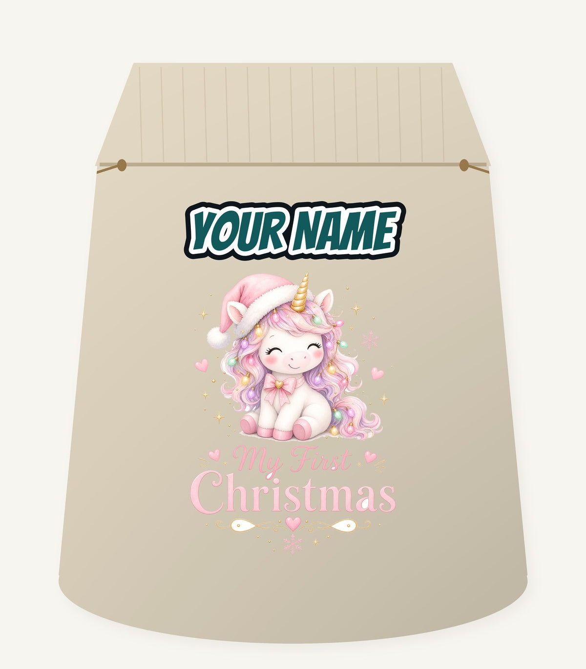 Pink Unicorn First Christmas Personalised Santa Sack