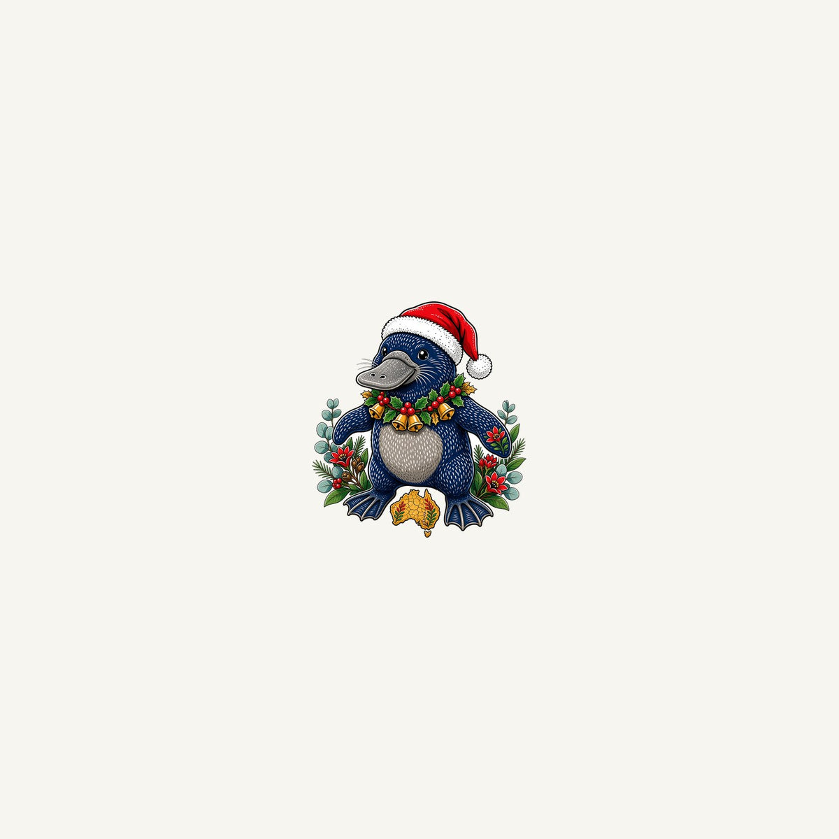 Platypus in a Santa Hat Personalised Beach Towel
