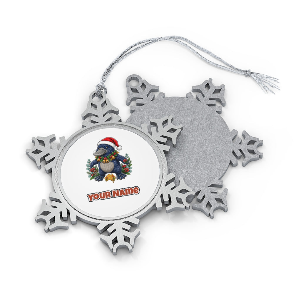 Platypus in a Santa Hat Personalised Pewter Christmas Ornament