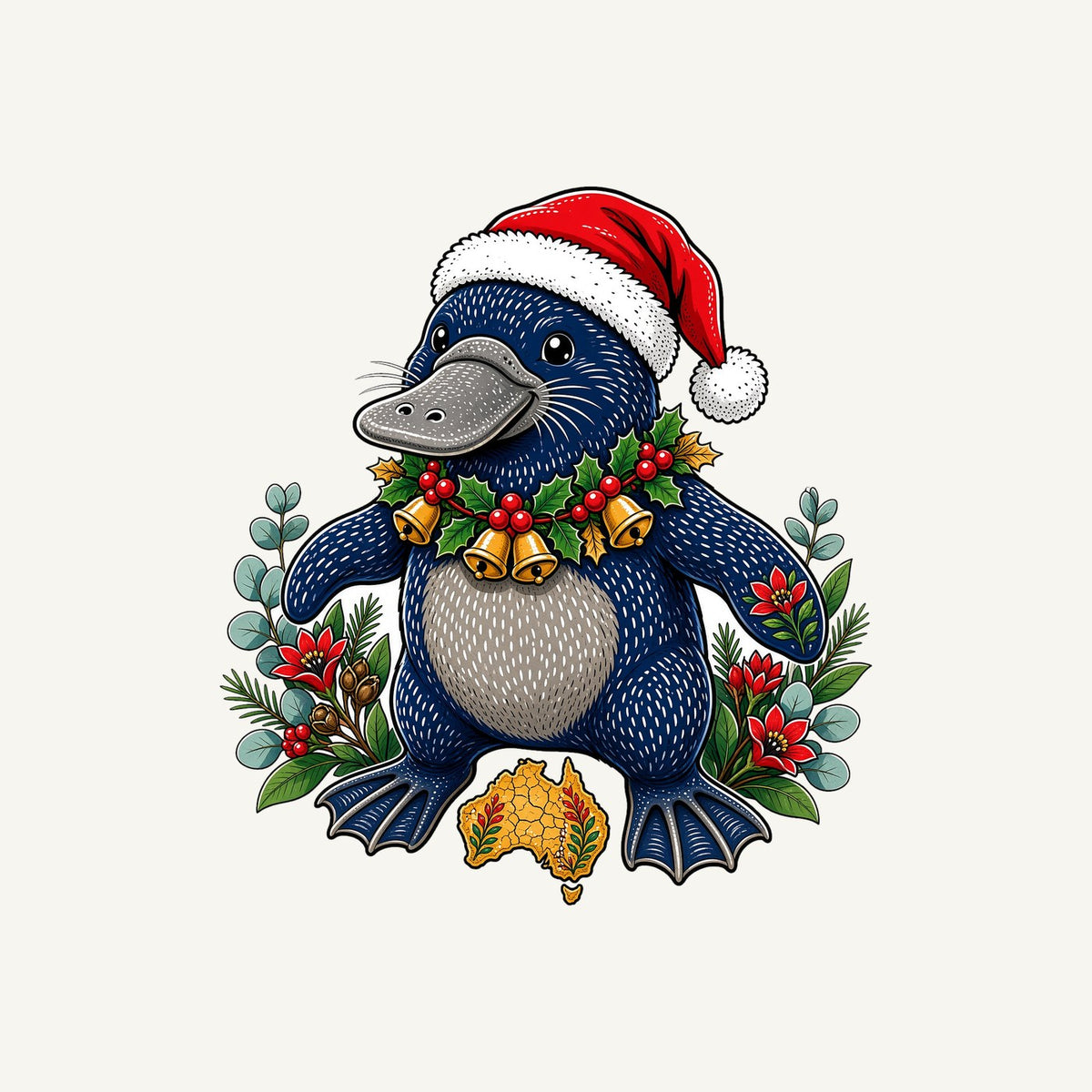 Platypus in a Santa Hat Personalised Christmas T-Shirt and Hoodie