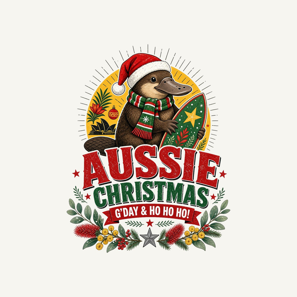 Platypus Surfboard Aussie Christmas Personalised Kids and Baby Christmas Tee