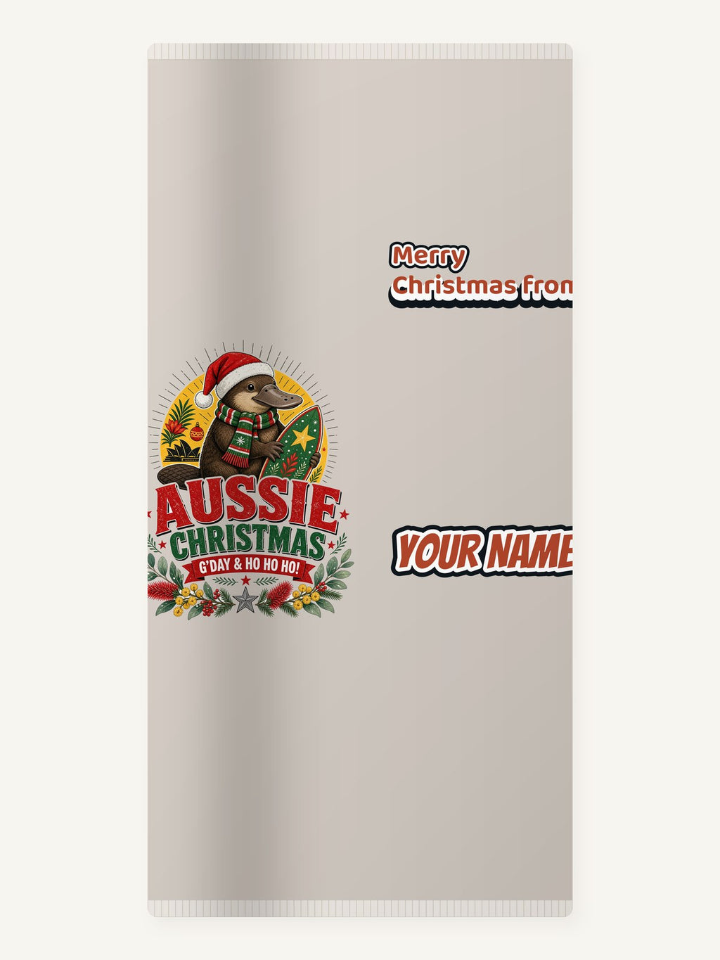 Platypus Surfboard Aussie Christmas Personalised Beach Towel
