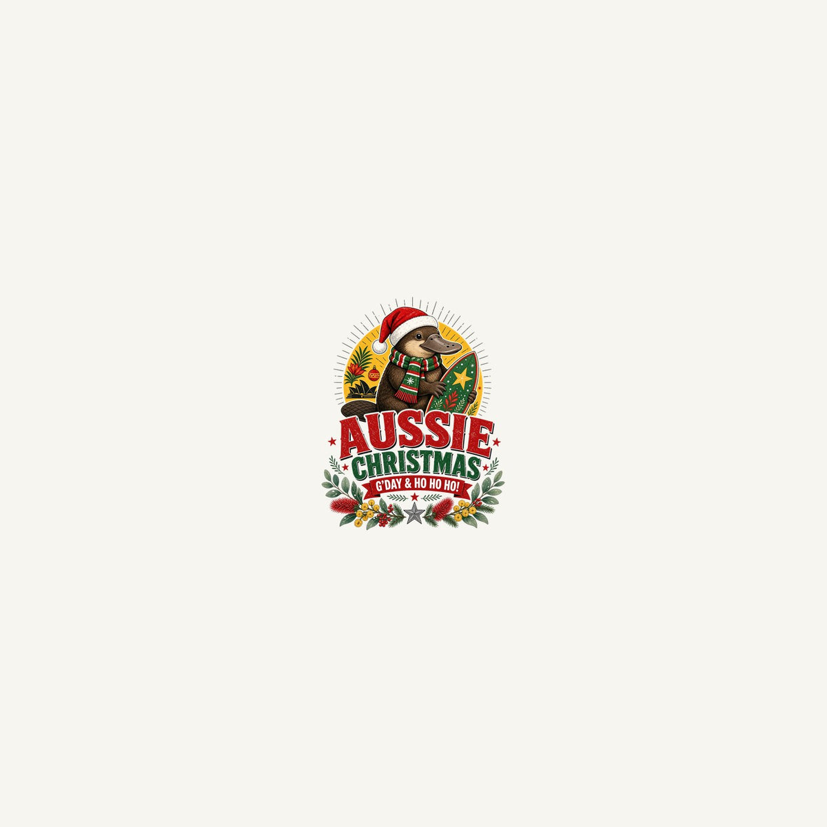 Platypus Surfboard Aussie Christmas Personalised Beach Towel