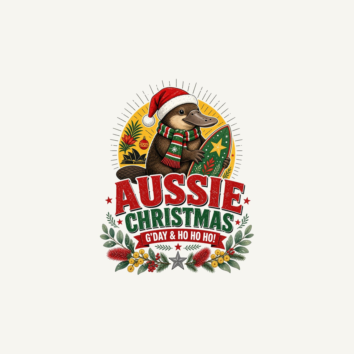 Platypus Surfboard Aussie Christmas Personalised Christmas Mug