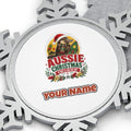 Platypus Surfboard Aussie Christmas Personalised Pewter Christmas Ornament